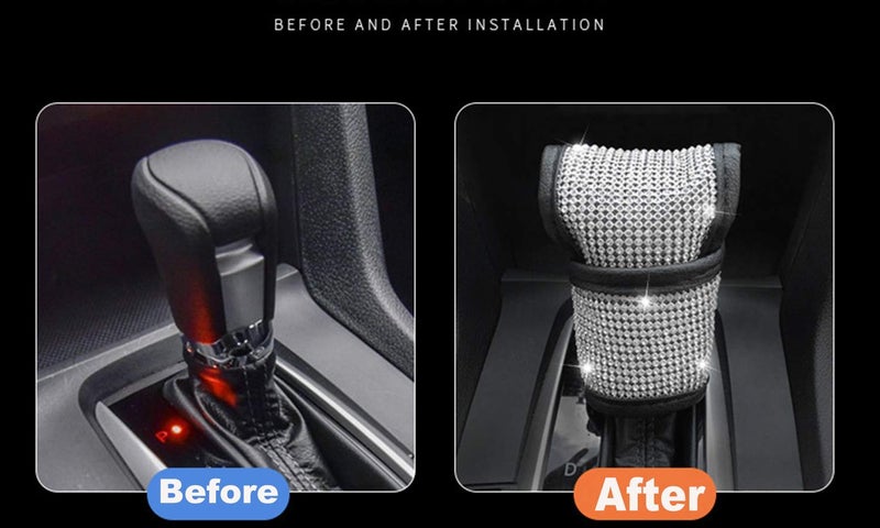EGBANG Bling Bling Auto Shift Gear Cover  Luster Crystal Car Knob Gear Stick Protector Diamond Car Decor Accessories for Women 5.11 * 3.54 inch - Image 3